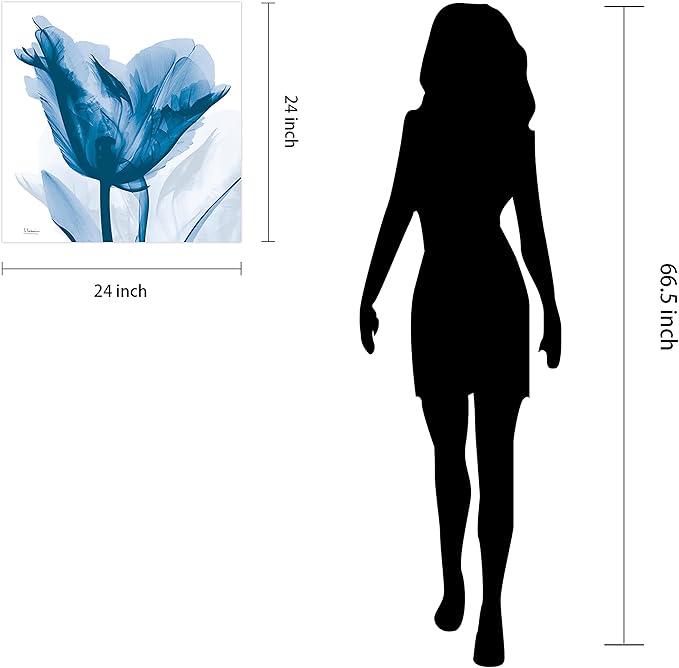 Empire Art Direct Frameless Free Floating Tempered Glass Panel Graphic Wall Art Ready to Hang, 24" x 24", Lusty Blue Tulip