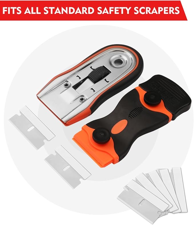 WORKPRO 100-Pack Single Razor Edge Blades, Industrial Scraper Razor Blades, High Carbon Steel One Edge Razor Blades