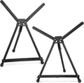 Falling in Art Aluminum 15" to 21" Tabletop Easel Display, Black Tripod with Rubber Feet, Holds Canvas, Paintings, Books, Photos, Signs (Pack of 2)