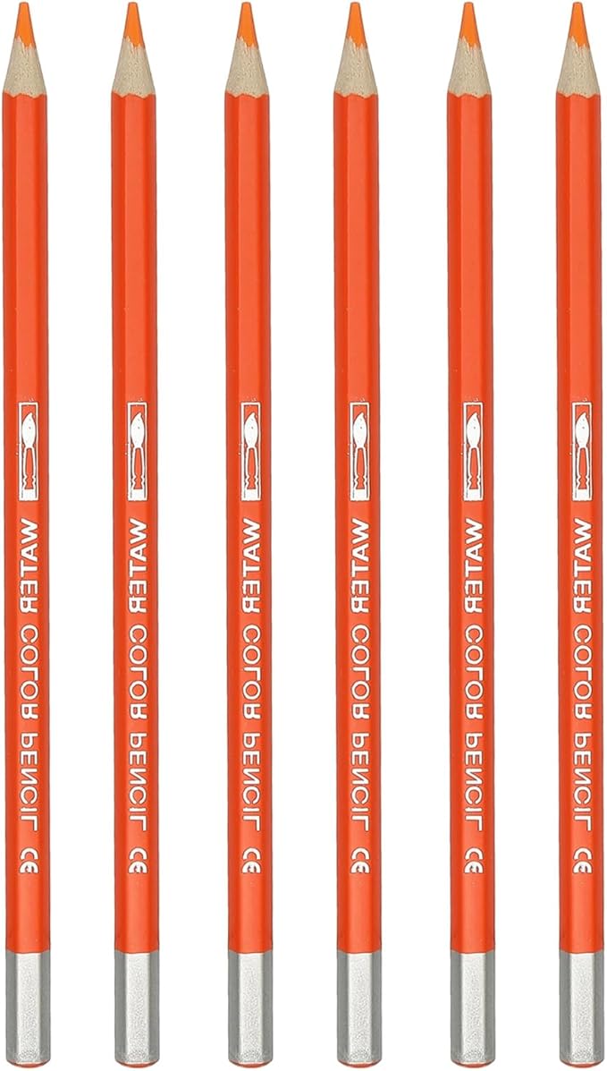 PATIKIL Watercolor Pencil, 6Pcs Water Soluble Pencils for Blending, Coloring, Sketch Drawing, Painting, Orange