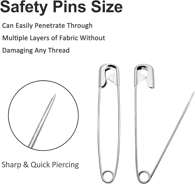 100 PCS 46mm / 1.8 Inch Heavy Duty Quilting Pins, Large Safety Pins Bulk, Silver Metal Sewing Pins, Big Safety Pins for DIY Crafts, Jewelry Making, Baby Clothing (Nickel Plated)