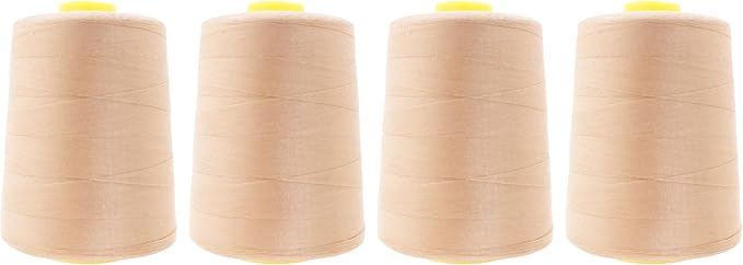 Mandala Crafts 4 Pack of Serger Threads Cones Spools - 20S/2 24000 Yards Polyester Nude Threads for Sergers Machine and Overlock Quilting Sewing Machine