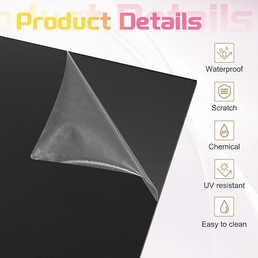 uxcell 3Pcs Acrylic Sheets 12x12 Inch Acrylic Panel 1/8 Inch-3mm Plastic Board for Picture Frames Sign Holders DIY Display Projects Craft, Clear Black