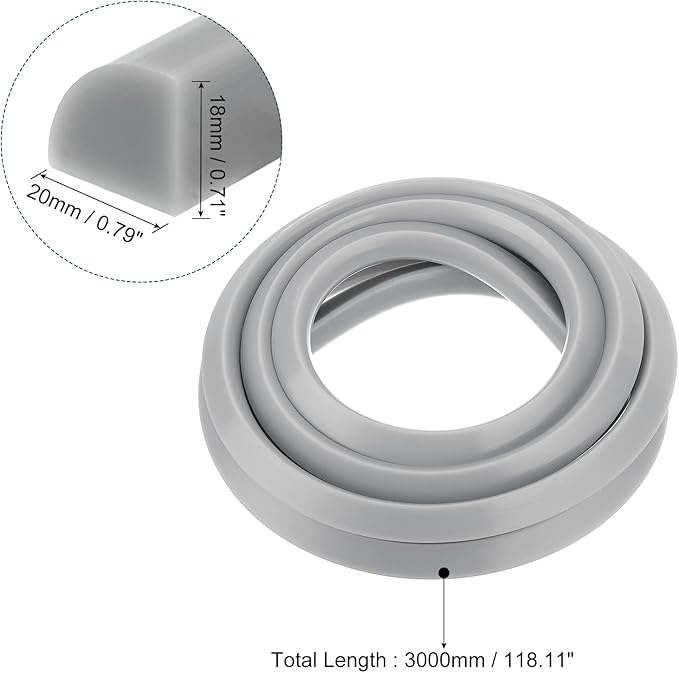uxcell Flexible Molding Trim, 118 Inch Flexible Quarter Round Molding Silicone Peel and Stick Trim Self Adhesive Shower Water Barrier for Corner Decor Bathroom Kitchen, Grey