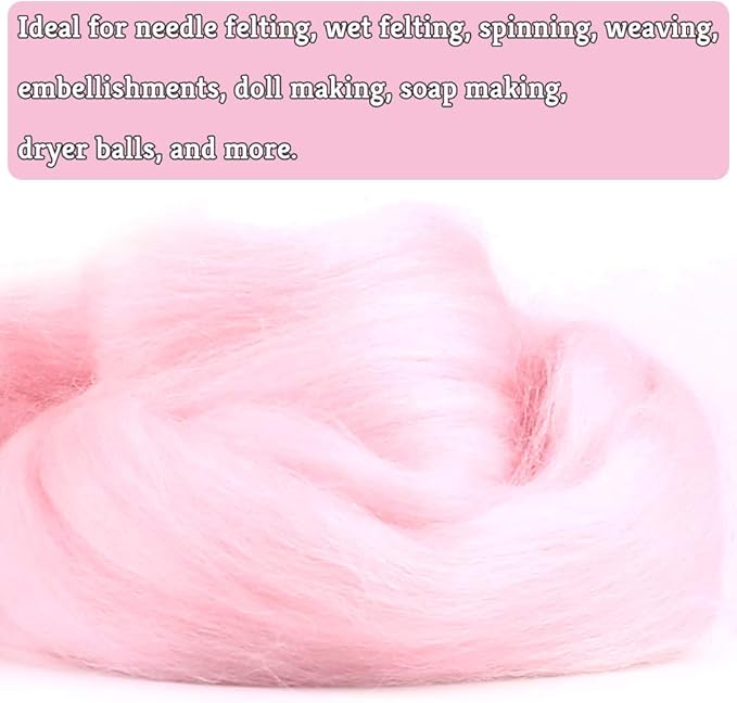Wool Roving Bulk - 8.82oz Super Wool Chunky Yarn, Wool Roving Top for Needle Felting, Soft Felting Wool Supplies for Hand Spinning, Felting, Blending, Weaving and DIY Craft