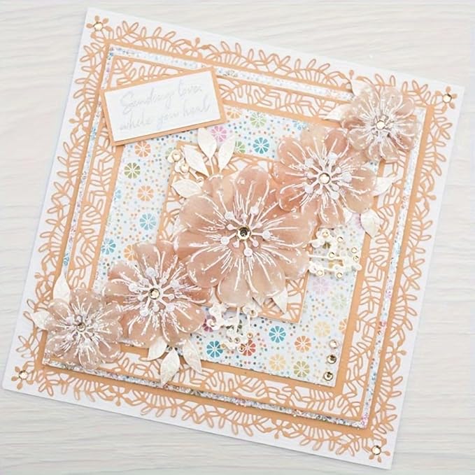Lapoo Flowers Metal Cutting Die for Scrapbooking - Durable, Cut Stencils for DIY Scrapbook Photo Album Decorative Paper Card, Card Making Supplies (Multiple Large Lace Square Frames 8.1 x 8.1 in)