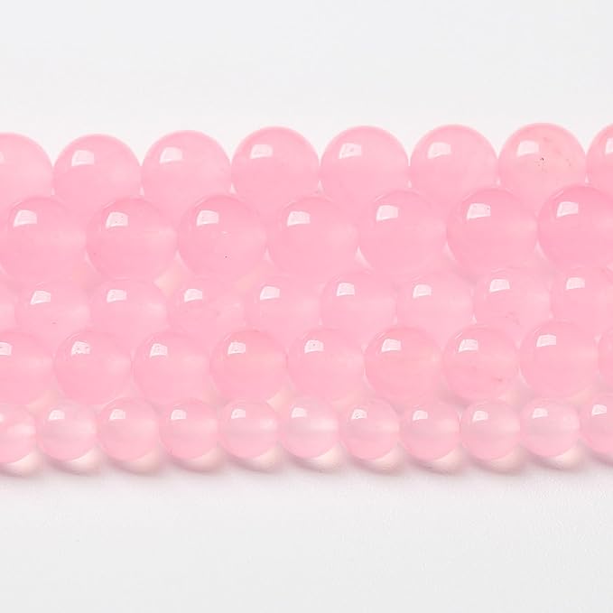 45pcs Natural Light Pink Chalcedony Stone Beads for Jewelry Making - Energy Healing Power Stone Beads - DIY Bracelet Necklace Accessories - 15" (8mm, Light Pink Chalcedony)
