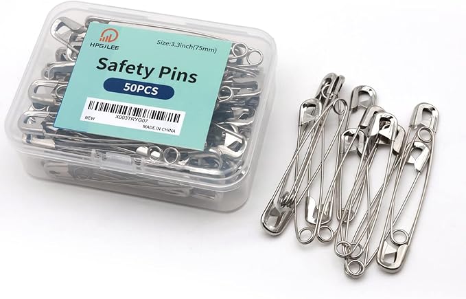 3.3 Inch Safety Pins Assorted, Bulk Large Safety Pins for Clothes(3.3 inch 50PCS)