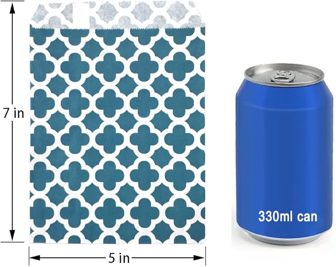 KEYYOOMY 100 Pcs Navy Blue Candy Buffet Bags Small Cookie Bags Polka Dot Paper Treat Bag for Wedding Birthday Party (5 inch x 7 inch)