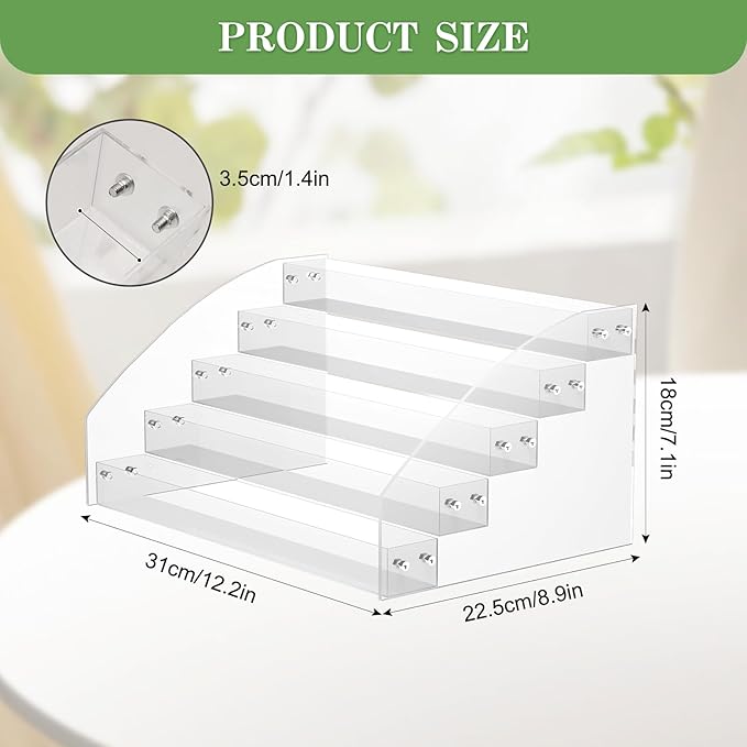 5 Tier Greeting Card Display Rack, Clear Acrylic Sticker Display Stand for Vendors Retail Display Photo Stand for Counter Tabletop Display Supplies