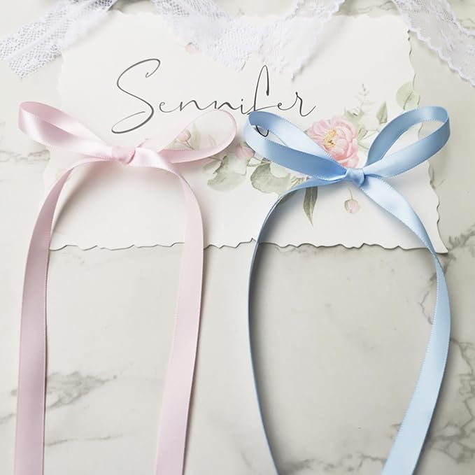 3/8" x 100 Yards Sky Blue Polyester Satin Ribbon Single Faced Bulk Fabric Ribbons for Gift Wrapping, Crafting and DIY Projects, Scrapbooking, Bows and Card Making