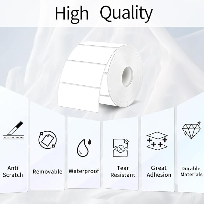 2×3 Inch White Thermal Labels Stickers, Removable Thermal Label, Waterproof Direct Thermals Stickers Perforated Lines- 300 Sheets/Rolls
