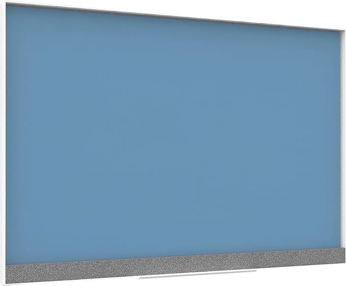 U Brands Magnetic Glass Dry-Erase Board, 36" x 48" Inches, Blue Surface, White Aluminum Frame