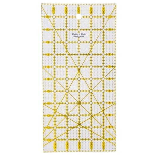 HONEYSEW Quilting Templates Acrylic Sewing Ruler with Non-Slip Rings for Quilting and Sewing Fabric Cutting Angles Rectangle Ruler (6PCS Set)