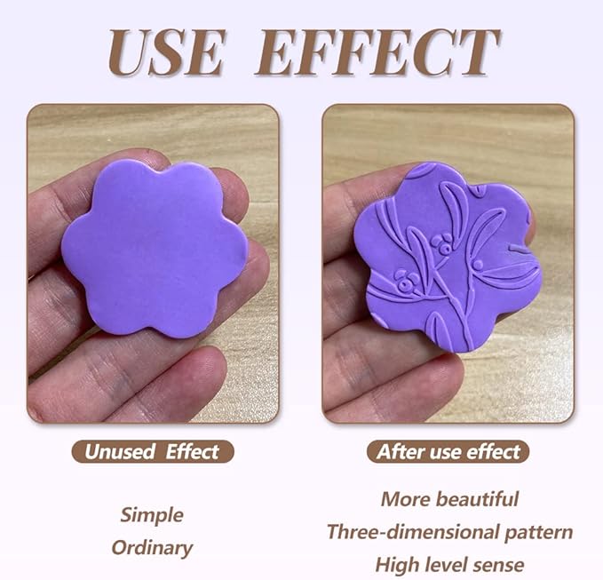 Embossing Folders Clay Stamps for Polymer Clay Earrings Making Embossing Tool Geometric Textured Flower Pottery Stamps Polymer Clay Roller Clay Texture Sheets (9PCS)