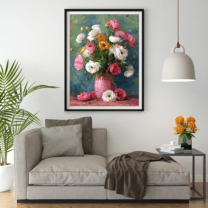 Moohue 14 ct Counted Cross Stitch Kits for Adults Flowers Cross Stitch Patterns Stamped Printed Cross Stitch Kits (Flowers 14)