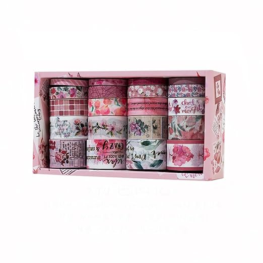 MAFELOE Decorative Vintage Washi Tapes Set 20 Rolls 2 Meters Long, Adhesive Scrapbook Junk Journaling Art Craft Collage Supplies-Forest Dream Series-Pink (WT-M4-SLMJ)