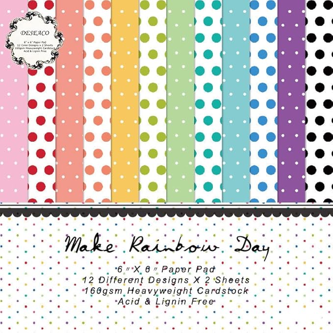 Pattern Paper Pad 6x6 - Spring Summer Brights Basics Spots Scrapbooking Card Making Craft, Single-Sided Scrapbook Premium Paper Collection, Cute Origami Paper Decoration Supplies – 24pcs