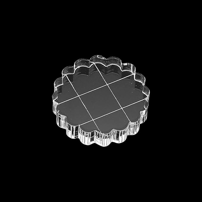 PATIKIL 1.4" Acrylic Stamp Block, 6Pcs Clear Stamping Block with Grid Lines Decorative Mounting Blocks Round for Scrapbooking DIY Crafts Card Making