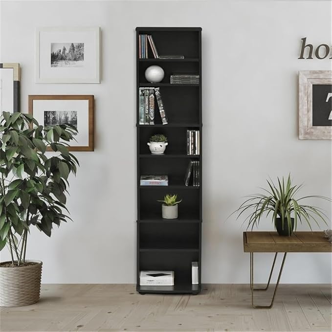 Pemberly Row Engineered Wood Space Saving Multimedia Storage Tower in Espresso