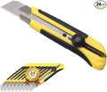 24 Pack Utility Knife, Retractable Box Cutter for Cartons, Cardboard and Boxes, 25mm Wider Razor Sharp Blade, Smooth Mechanism, Perfect for Office and Home use