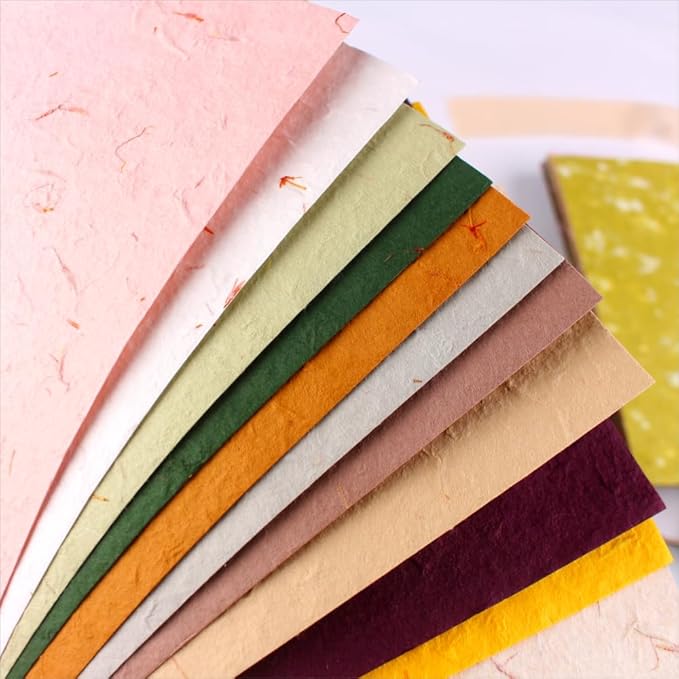Textured Handmade Paper Sheets for Crafts, 21 Sheets A5 Thick Mulberry Scrapbook Paper for Card Making Supplies, Embossed, DIY Art Junk Journal, Collage, Mixed Media