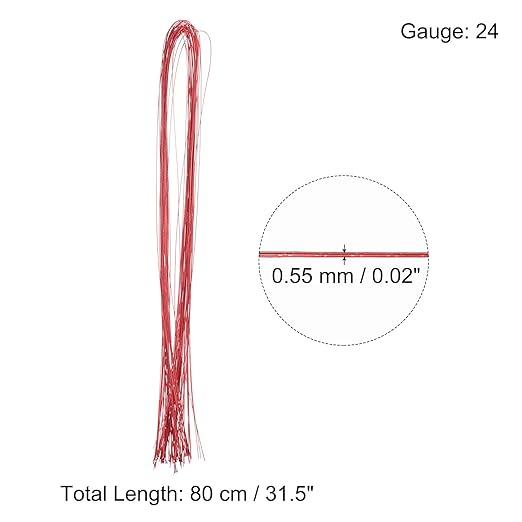 PATIKIL 32 Inch 24 Gauge Floral Stem Wire, 3 Pack/120 Pieces Bouquet Stem Paper Wrapped for DIY Crafts Flower Arrangements, Red