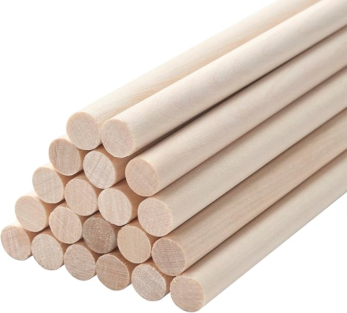 Wooden Dowels Wooden Sticks for Crafts, 1/4 x 12 Round Wood Dowel Rods, 20PCS Wood Sticks for Crafts, Lollipops and Tiered Cakes, Small Unfinished Hardwood Sticks for Crafting, Photo Booth Props