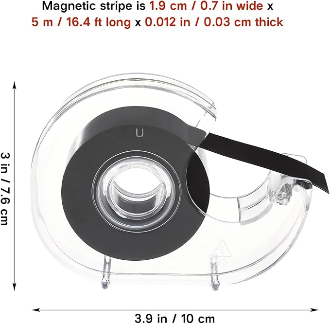 STOBOK Magnetic Tape Dispenser, Flexible Magnetic Tape Magnetic Strip with Adhesive Backing and Tape Dispenser, Magnetic Tape Roll for Crafts DIY Projects Home Office Use
