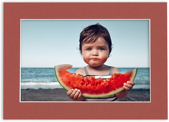 Poster Palooza 11x14 Mat Bevel Cut for 8.5x11 Photos - Acid Free Brick Red Precut Matboard - For Pictures, Photos, Framing - 4-ply Thickness