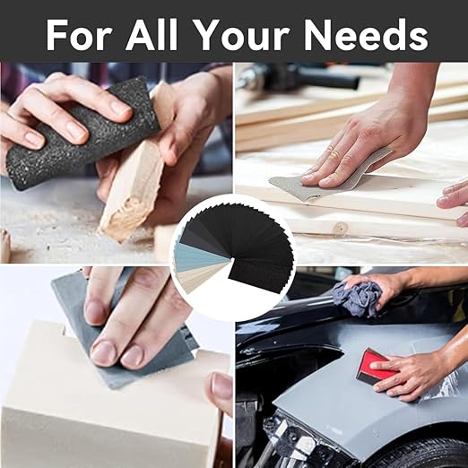 Sandpaper 36 Sheets 280/320/400/600/800/1000/1500/2000/3000 grit Assorted Wet Sanding Paper Automotive Sandpaper Assortment, for Car Wood Metal Furniture 9x3.6 Inch