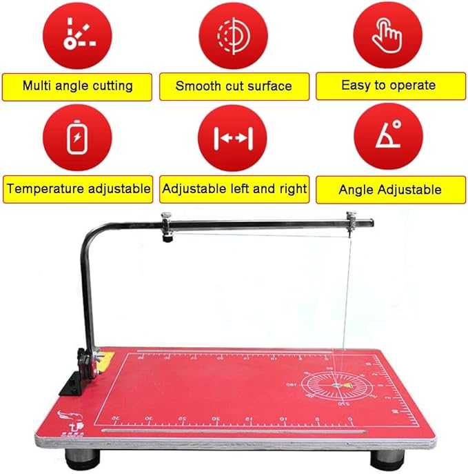 Hot Wire Foam Cutter Tabletop Hot Wire Cutter 22.8x15in Foam Sponge Cutting Machine for Styrofoam Sponge EPE Ribbon KT Board Adjustable Angle and Temperature 110V 36W