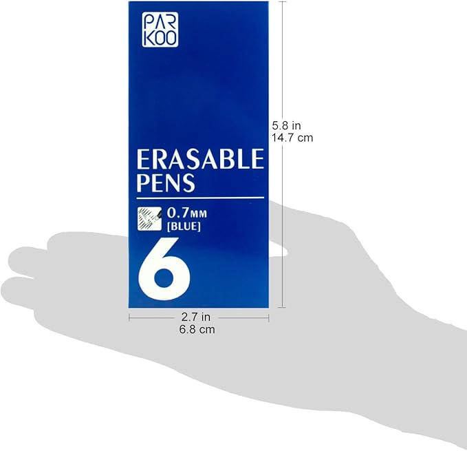 ParKoo Retractable Erasable Gel Pens Clicker, Fine Point 0.7mm, Make Mistake Disappear, Blue Ink for Note Taking and Crossword Puzzles, 6-Pack