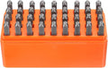 HARFINGTON 36pcs Metal Stamping Kit 1/16" (1.5mm) Steel Uppercase Letter and Number Punch Set (A-Z / 0-8 / "&" Symbol) Punch Press Tool with Case for Imprinting Metal Plastic Wood Leather