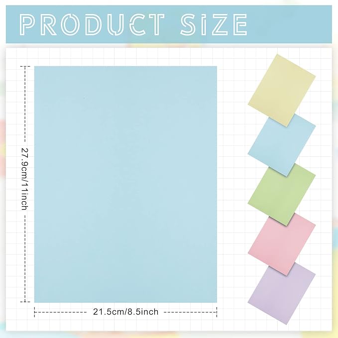 Sinmoe 100 Sheets 5 Shades Cardstock Paper 8.5 x 11 Inches 180gsm Solid Core Printer Paper for Scrapbooking DIY Arts Crafts Making Office Home Supplies(Macaron Series)