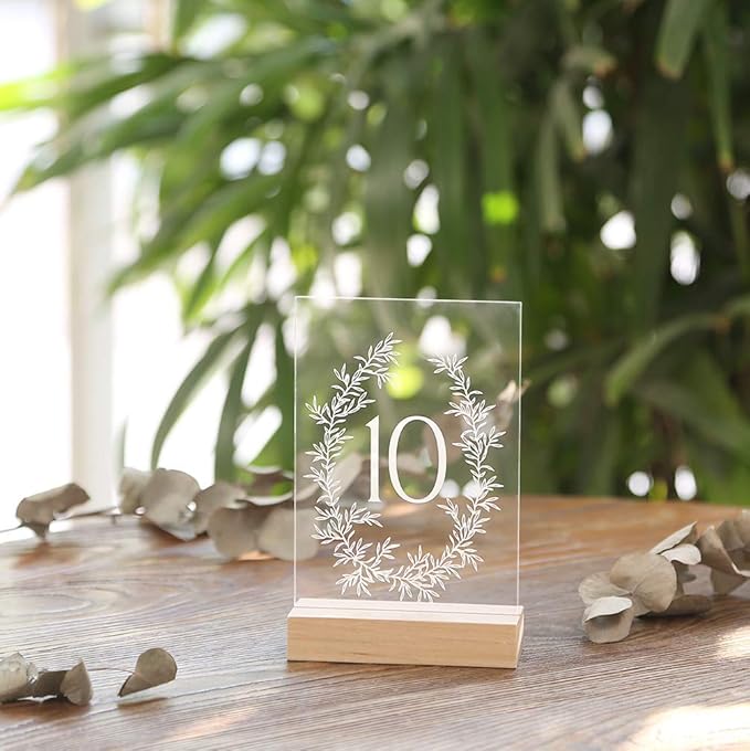UNIQOOO 5 Pack 4" Wood Stands for Wedding Acrylic Sign, Wood Table Number Holders for 1/8 Thick Acrylic Sheets | Wedding Display Stands, Card Holder, Great for Bar Menu, Retail Sign, Party and Events