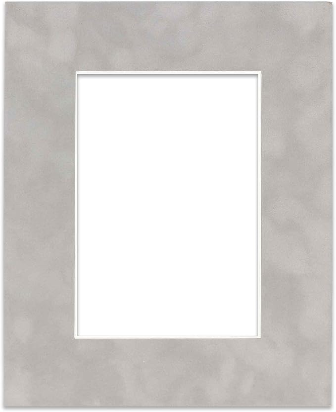 8.5x11 Mat Bevel Cut for 7x9 Photos - Acid Free Light Grey Suede Precut Matboard - For Pictures, Photos, Framing - 4-ply Thickness