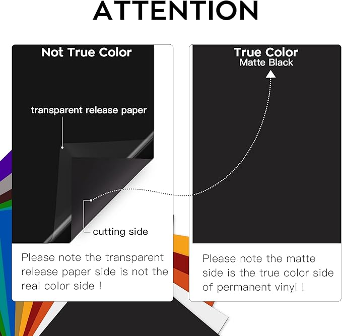 HTVRONT Black Permanent Vinyl, 12 Pack Black Vinyl for Cutting Machine - 10 Permanent Sheets 12" x 12"& 2 Transfer Tape Sheets for Party Decoration, Sticker, Craft Cutter, Car Decal (Matte)