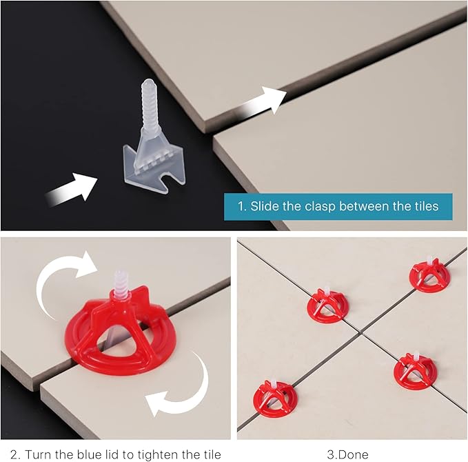 Professional Tile Leveling System Kit，Anti-Loosening Spacers/Wall, Bathroom Tiling - 1/32" Precision Alignment & Grout Spacing Tools(500base, 1/32)