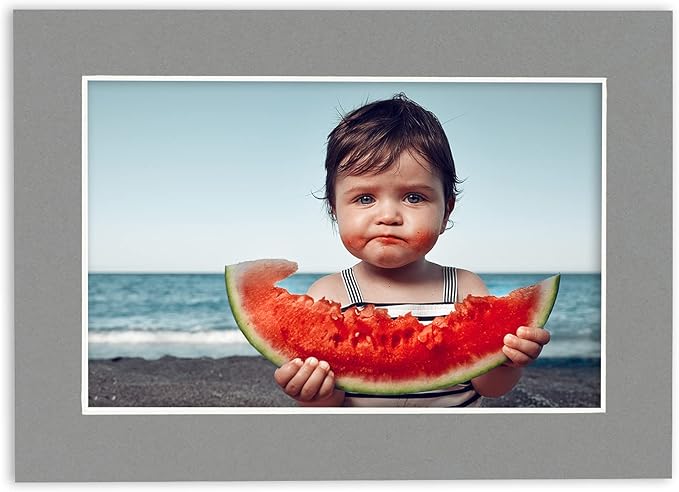 11x14 Mat for 8.5x11 Photo - Precut Mid Grey Picture Matboard for Frames 11 x 14 Inches - Bevel Cut Matte to Display Art 8.5 x 11 Inches - Acid Free Pack of 10 MATS with Backing Boards & Clear Bags