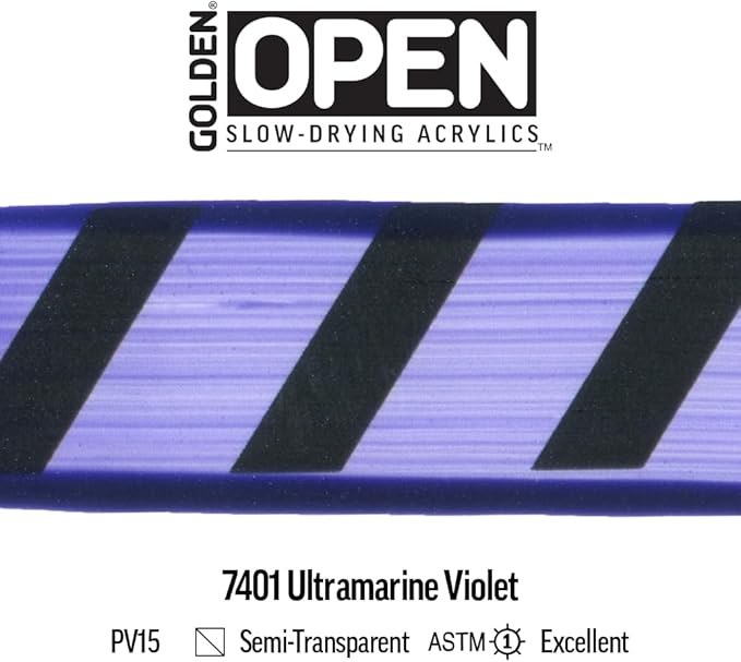OPEN Slow-Drying Acrylics by GOLDEN, Ultramarine Violet, 5 fl oz. tube, Professional Acrylic Paint, Semi-Transparent