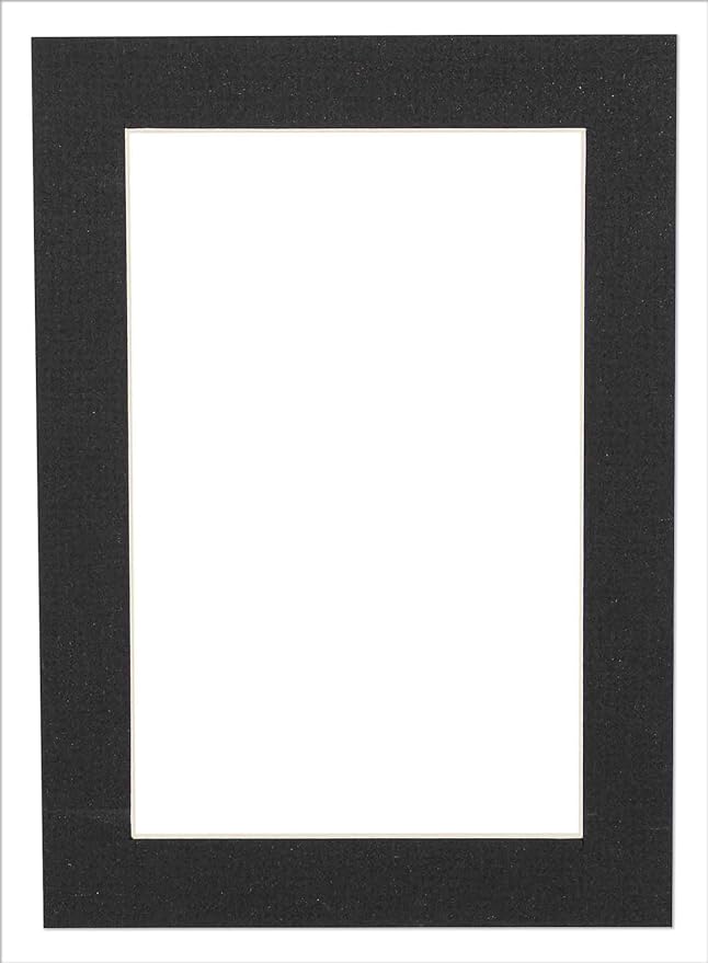 5.5x8.5 Mat for 8.5x11 Frame - Precut Mat Board Acid-Free Textured Black 5.5x8.5 Photo Matte for a 8.5x11 Picture Frame, Matboard for Family Photos, Show Kits, Art, Picture Framing, Pack of 1 Mat