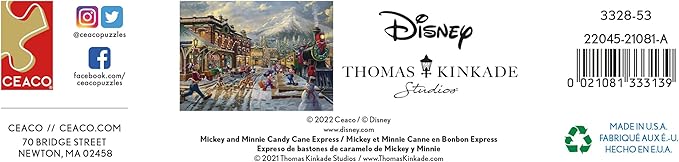 Ceaco - Thomas Kinkade - Disney - Holiday - Candy Cane Express - 1000 Piece Jigsaw Puzzle