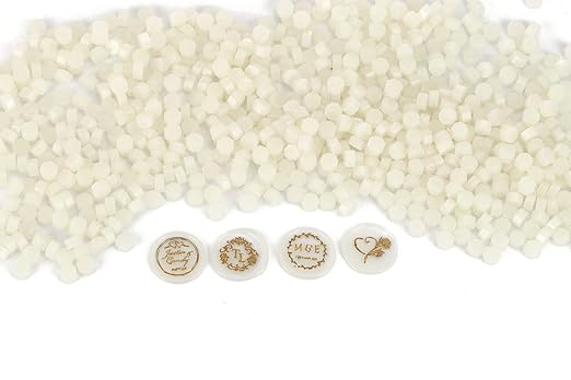 Yoption 360Pcs Cream White Sealing Wax Beads with 2 Spoons and 4 Tea Candles for Wax Seal Stamps, Cards, Wedding Invitations, Wine Packaging, Gift Wrap, Envelopes