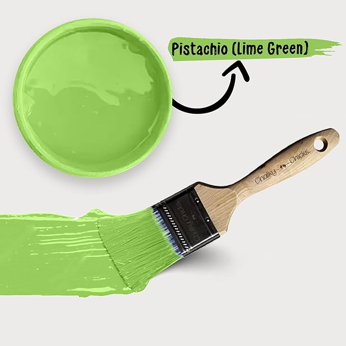 Chalky Chicks All-in-One Chalk Paint for Furniture or Cabinet - 8 Fl Oz - Matte Finish Pistachio (Lime Green) for Metal, Wood Furniture Paint - No Sanding All-in-One for Home Decor & Crafts, USA Made