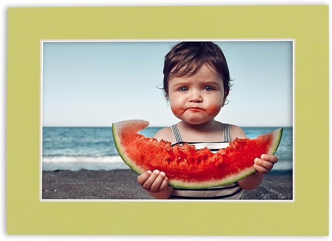 8x10 Mat Bevel Cut for 5.5x8.5 Photos - Acid Free Pistachio Green Precut Matboard - For Pictures, Photos, Framing - 4-ply Thickness