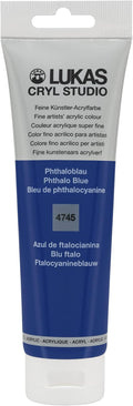 Lukas CRYL Studio Artist Acrylic Paint, Phthalo Blue, 125 ml Tube - High Pigment Acrylic Paints for Canvas Painting, Large Scale Works - Medium-Viscosity, Water-Mixable, Fast Drying