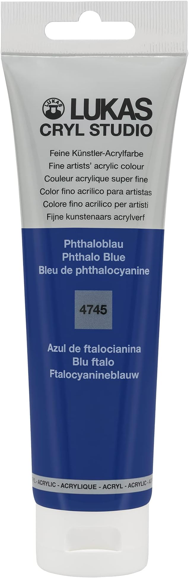 Lukas CRYL Studio Artist Acrylic Paint, Phthalo Blue, 125 ml Tube - High Pigment Acrylic Paints for Canvas Painting, Large Scale Works - Medium-Viscosity, Water-Mixable, Fast Drying