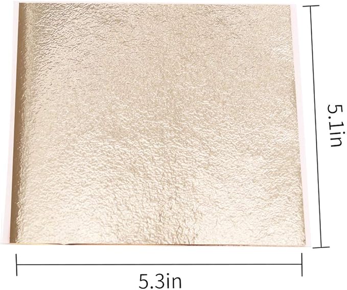 Imitation Gold Foil Sheets - KINNO Antique Gold Leaf Paper for Arts Decoration, Gilding, Nails, Handcrafts, Picture Frames, Sculpture, Furniture, and Wall, Paintings, 100 Sheets 5.1 by 5.3 Inches
