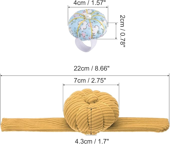 PATIKIL Wrist Pumpkin Pin Cushion, Snap Pin Cushion with Elastic Strap Ring Portable Embroidery Needle Pin Storage for Hand Craft Knitting, Yellow